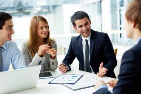 Couple applying for a small loans package