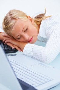 Woman sleeping on keyboard Tired of trying to